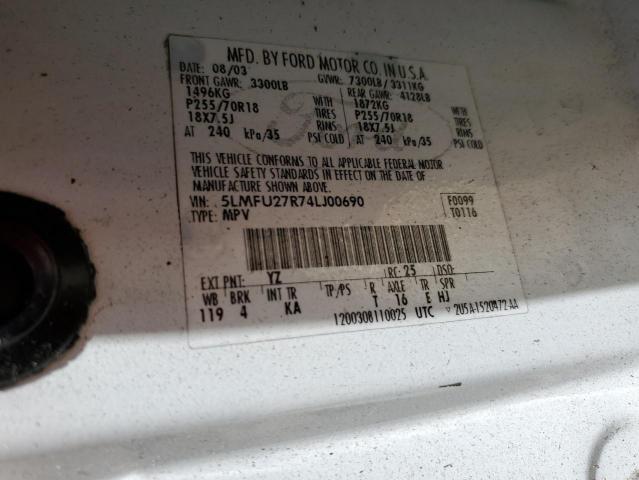 Photo 10 from auction – 2004 LINCOLN NAVIGATOR with VIN 5LMFU27R74LJ00690