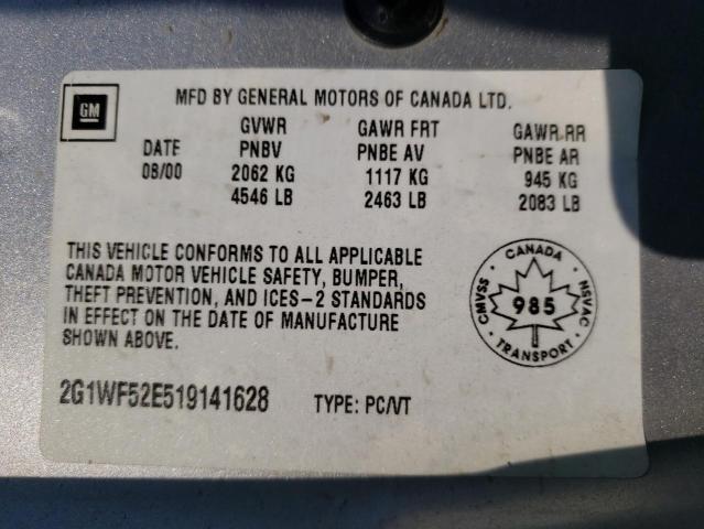Photo 10 from auction – 2001 CHEVROLET IMPALA with VIN 2G1WF52E519141628