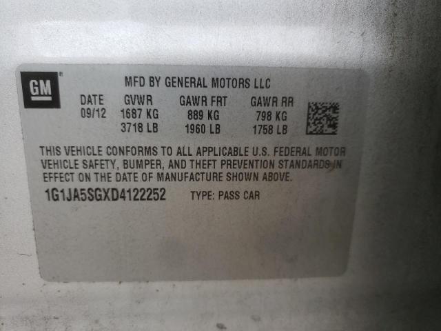 Photo 10 from auction – 2013 CHEVROLET SONIC LS with VIN 1G1JA5SGXD4122252