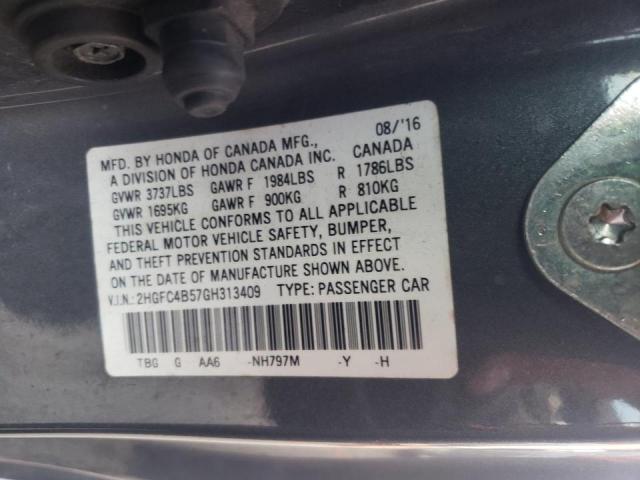 Photo 10 from auction – 2016 HONDA CIVIC LX with VIN 2HGFC4B57GH313409