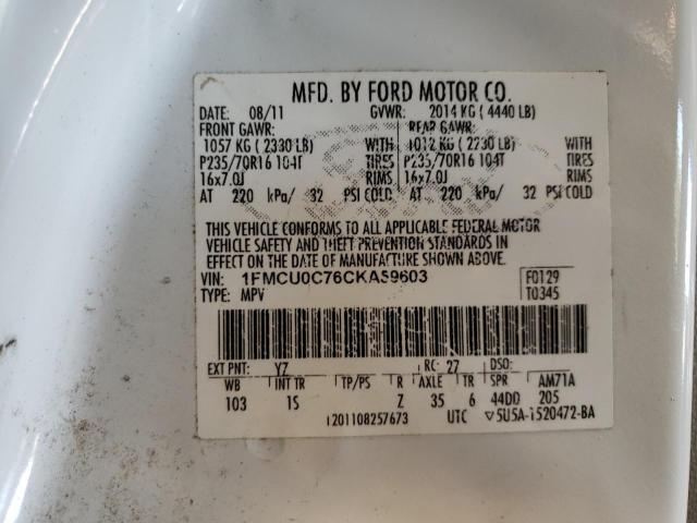 صورة رقم 10 من المزاد - 2012 FORD ESCAPE XLS مع VIN 1FMCU0C76CKA59603