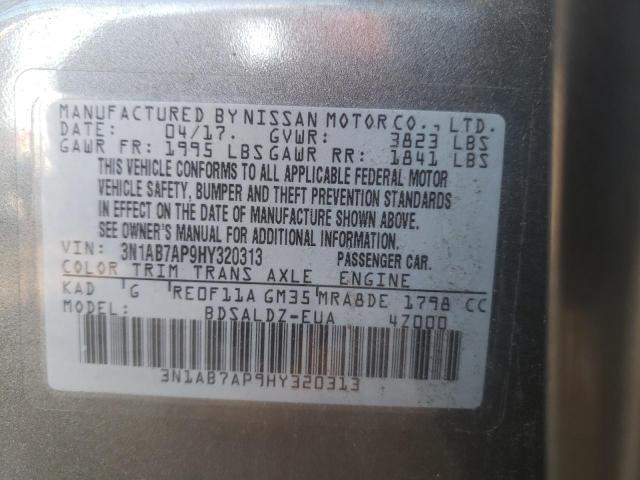 Photo 10 from auction – 2017 NISSAN SENTRA S with VIN 3N1AB7AP9HY320313
