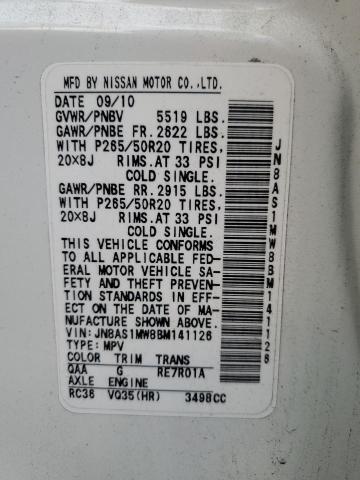 Photo 10 from auction – 2011 INFINITI FX35 with VIN JN8AS1MW8BM141126