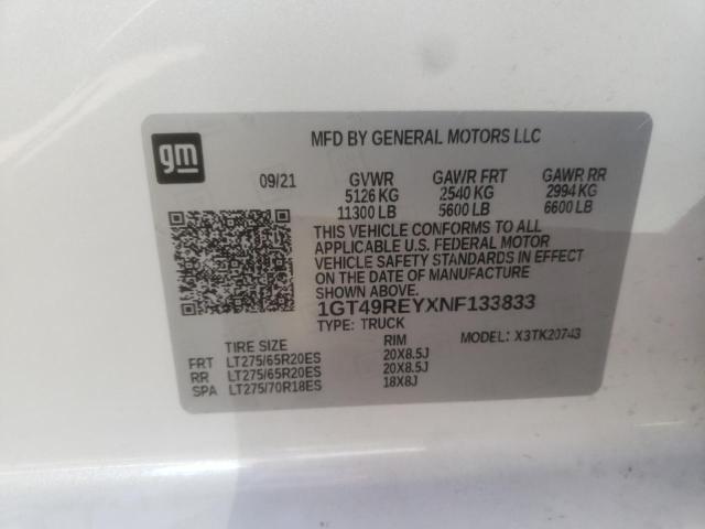 Photo 10 from auction – 2022 GMC SIERRA K25 with VIN 1GT49REYXNF133833