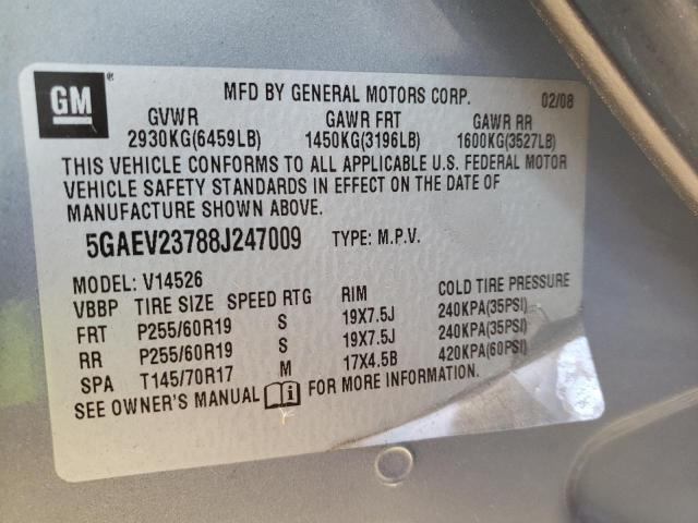 Photo 10 from auction – 2008 BUICK ENCLAVE CX with VIN 5GAEV23788J247009