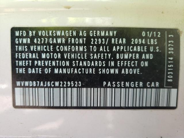 Photo 10 from auction – 2012 VOLKSWAGEN GOLF with VIN WVWDB7AJ6CW229523