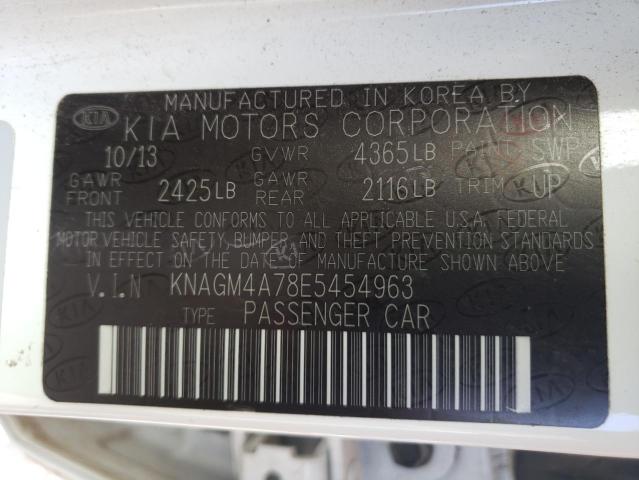 Photo 10 from auction – 2014 KIA OPTIMA with VIN KNAGM4A78E5454963