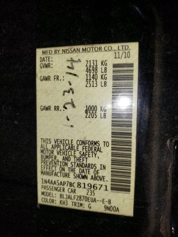 Photo 10 from auction – 2011 NISSAN MAXIMA S with VIN 1N4AA5AP7BC819671