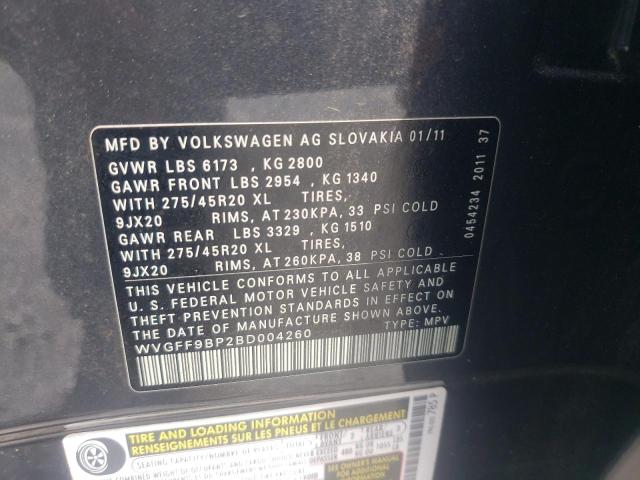 Photo 10 from auction – 2011 VOLKSWAGEN TOUAREG V6 with VIN WVGFF9BP2BD004260