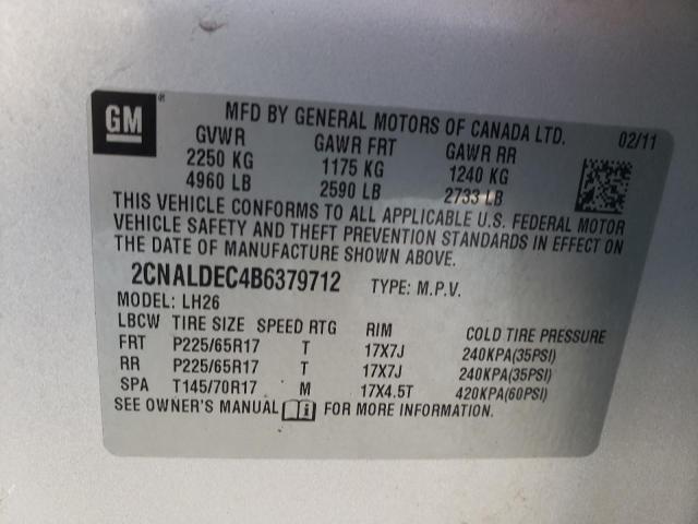 Photo 10 from auction – 2011 CHEVROLET EQUINOX LT with VIN 2CNALDEC4B6379712