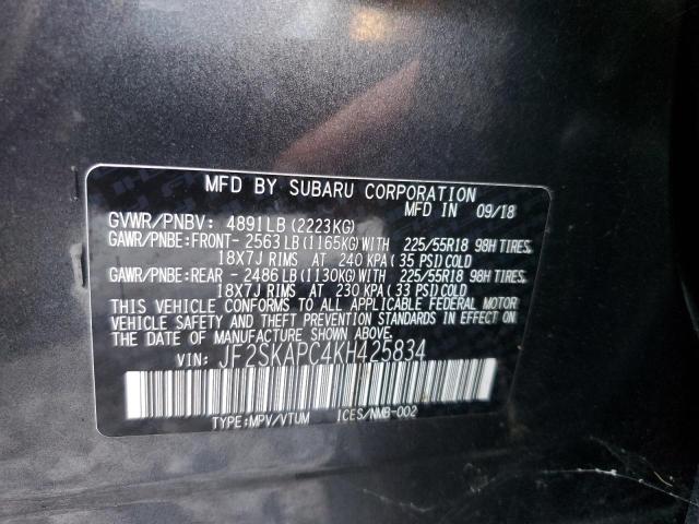 Photo 10 from auction – 2019 SUBARU FORESTER S with VIN JF2SKAPC4KH425834