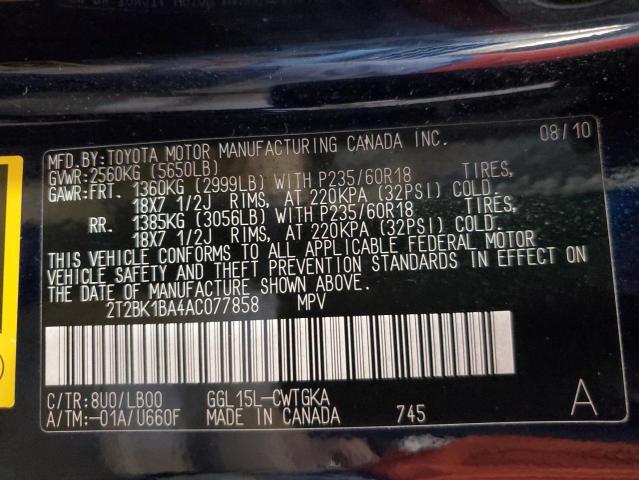 Photo 10 from auction – 2010 LEXUS RX 350 with VIN 2T2BK1BA4AC077858