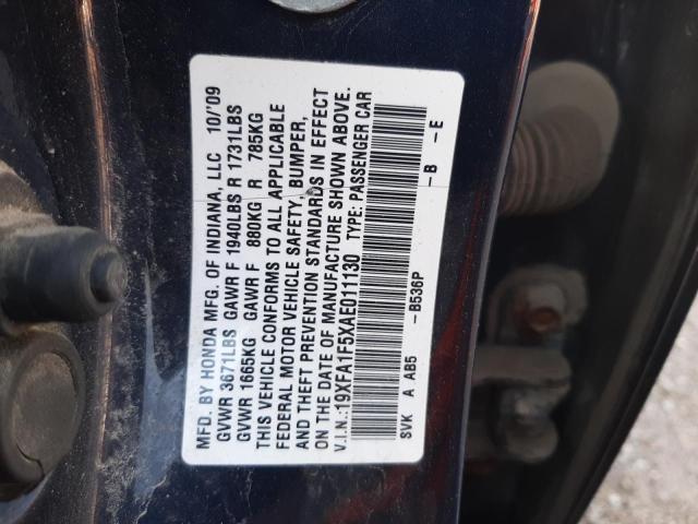 Фото 10 с аукциона – 2010 HONDA CIVIC LX с VIN 19XFA1F5XAE011130