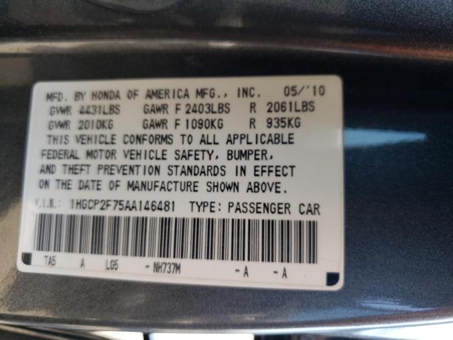 Photo 10 from auction – 2010 HONDA ACCORD EX with VIN 1HGCP2F75AA146481