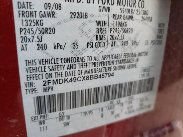Photo 10 from auction – 2008 FORD EDGE LIMIT with VIN 2FMDK49CX8BB45794
