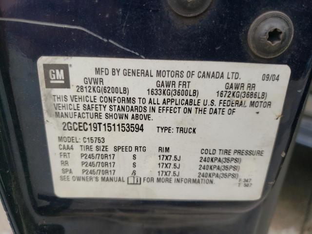 Photo 10 from auction – 2005 CHEVROLET SILVERADO with VIN 2GCEC19T151153594