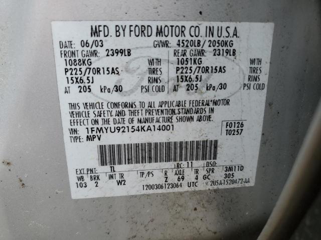 Photo 10 from auction – 2004 FORD ESCAPE XLS with VIN 1FMYU92154KA14001