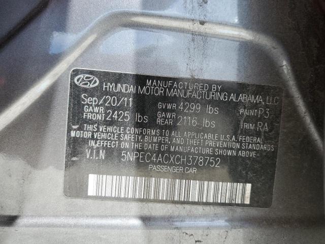 Photo 10 from auction – 2012 HYUNDAI SONATA SE with VIN 5NPEC4ACXCH378752