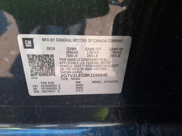 Photo 10 from auction – 2019 GMC SIERRA LIM with VIN 2GTV2LEC0K1198946