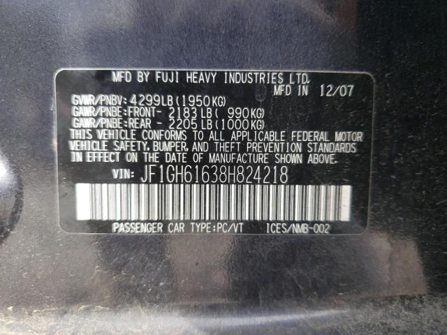 Photo 10 from auction – 2008 SUBARU IMPREZA 2. with VIN JF1GH61638H824218