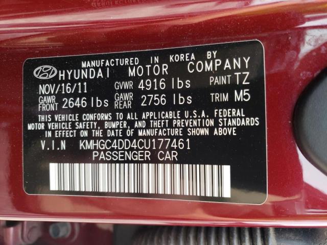 Photo 10 from auction – 2012 HYUNDAI GENESIS 3. with VIN KMHGC4DD4CU177461