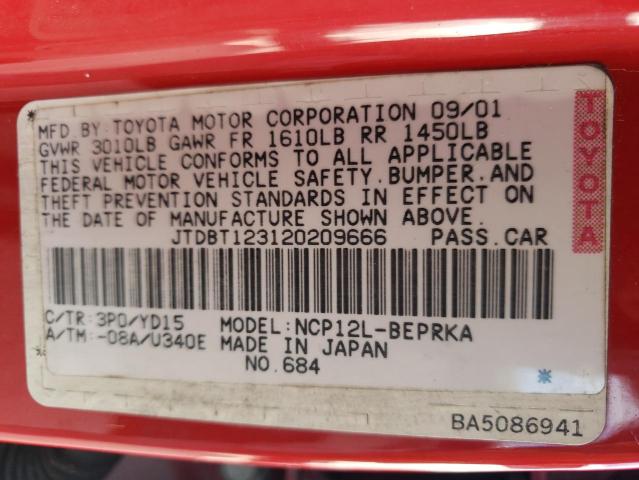 Photo 10 from auction – 2002 TOYOTA ECHO with VIN JTDBT123120209666