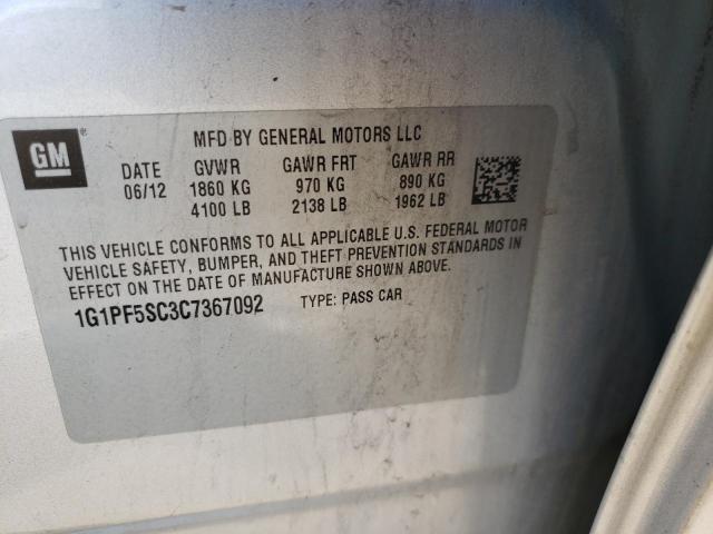 Photo 10 from auction – 2012 CHEVROLET CRUZE LT with VIN 1G1PF5SC3C7367092