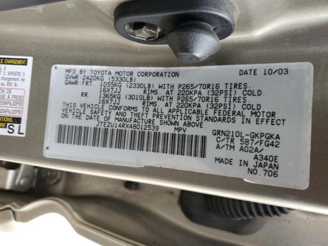 Photo 10 from auction – 2004 TOYOTA 4RUNNER SR with VIN JTEZU14RX48012539