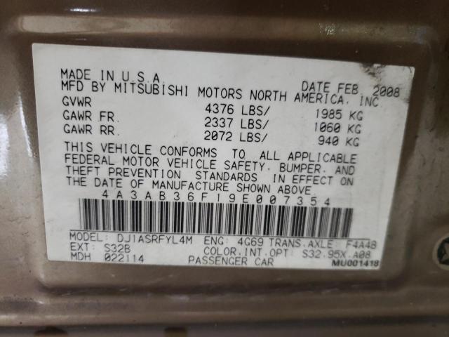 Photo 10 from auction – 2009 MITSUBISHI GALANT ES with VIN 4A3AB36F19E007354