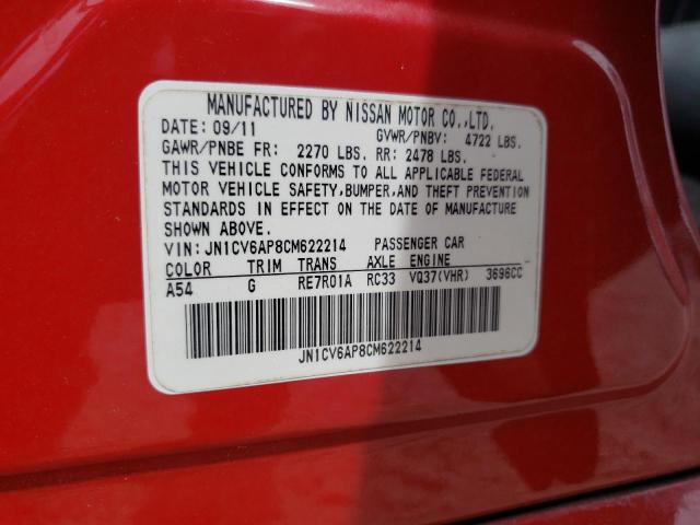 Photo 10 from auction – 2012 INFINITI G37 BASE with VIN JN1CV6AP8CM622214