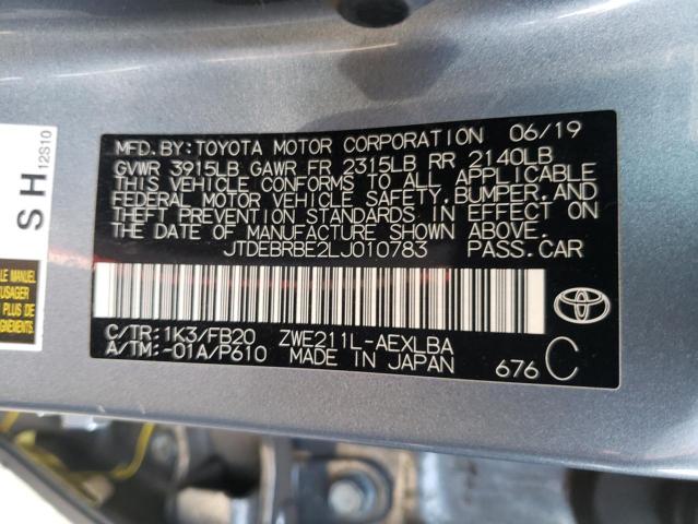 Photo 10 from auction – 2020 TOYOTA COROLLA LE with VIN JTDEBRBE2LJ010783