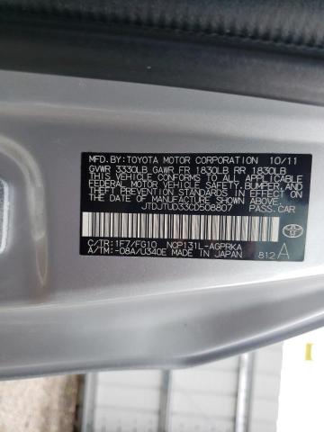 Photo 10 from auction – 2012 TOYOTA YARIS with VIN JTDJTUD33CD508807