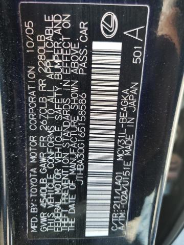 Photo 10 from auction – 2006 LEXUS ES 330 with VIN JTHBA30G165158586