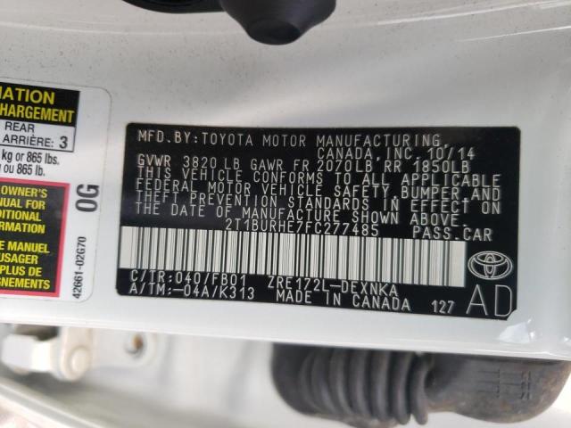 Photo 10 from auction – 2015 TOYOTA COROLLA L with VIN 2T1BURHE7FC277485