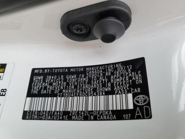 Photo 10 from auction – 2013 TOYOTA COROLLA BA with VIN 2T1BU4EE6DC954384