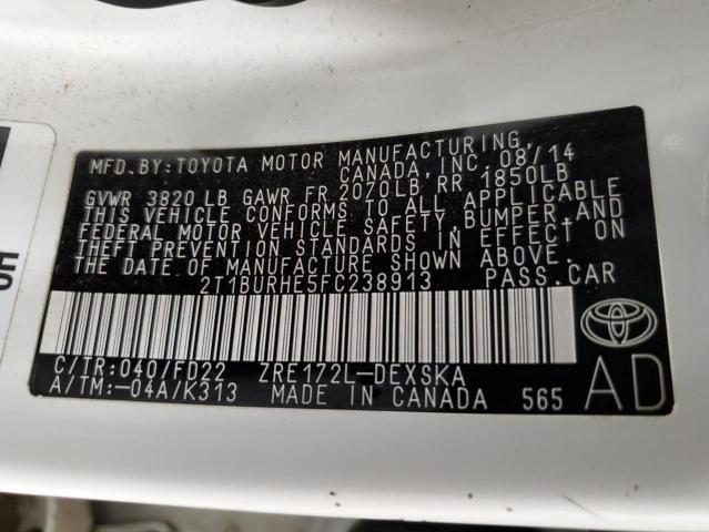 Photo 10 from auction – 2015 TOYOTA COROLLA L with VIN 2T1BURHE5FC238913