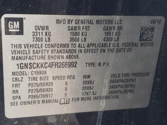 Photo 10 from auction – 2015 CHEVROLET SUBURBAN C with VIN 1GNSCKKC4FR266992