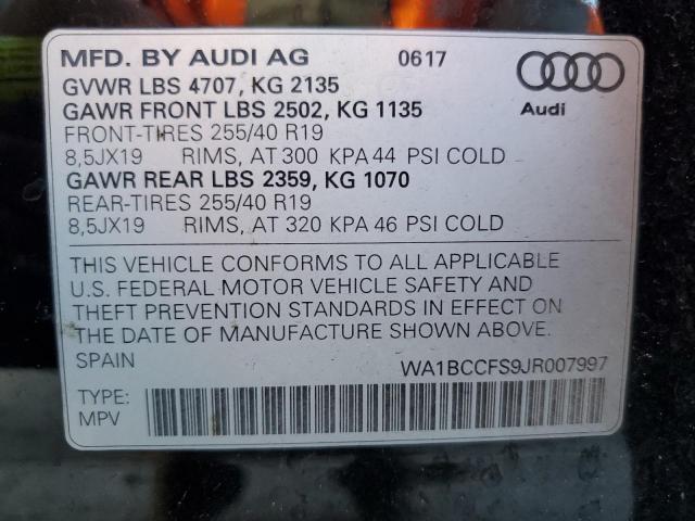 Photo 10 from auction – 2018 AUDI Q3 PREMIUM with VIN WA1BCCFS9JR007997