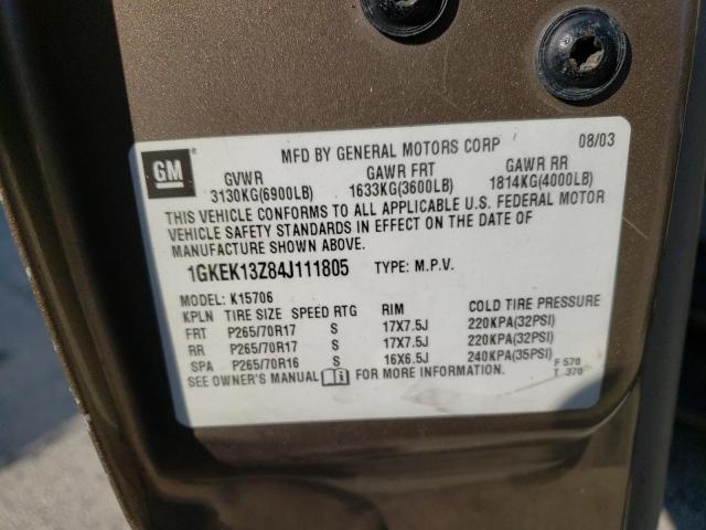 Photo 10 from auction – 2004 GMC YUKON with VIN 1GKEK13Z84J111805