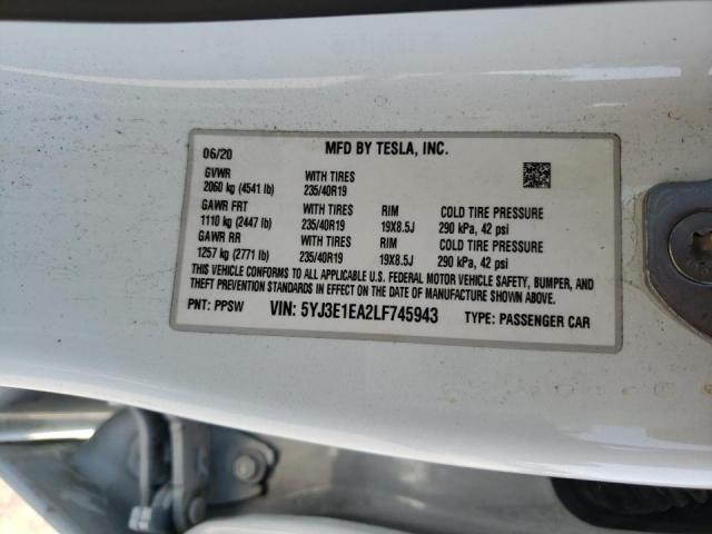 Photo 10 from auction – 2020 TESLA MODEL 3 with VIN 5YJ3E1EA2LF745943