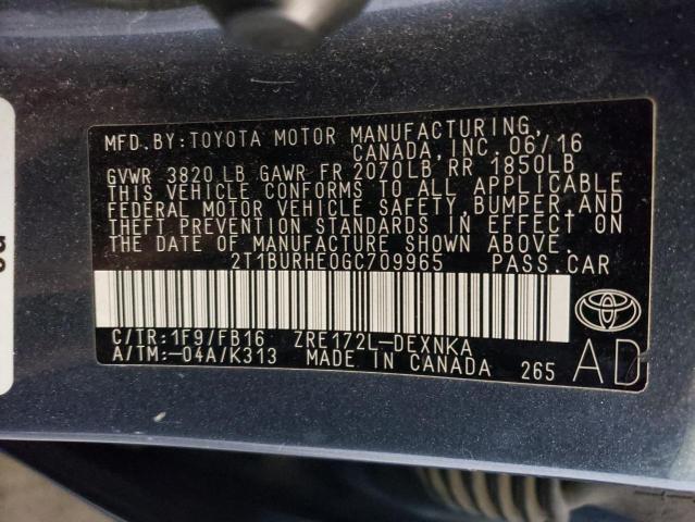 Photo 10 from auction – 2016 TOYOTA COROLLA with VIN 2T1BURHE0GC709965