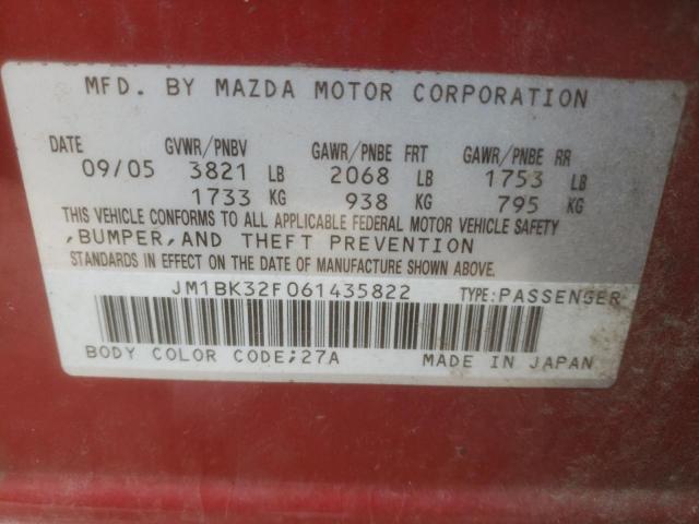 Photo 10 from auction – 2006 MAZDA 3 I with VIN JM1BK32F061435822