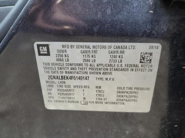 Photo 10 from auction – 2015 CHEVROLET EQUINOX LT with VIN 2GNALBEK4F6149147