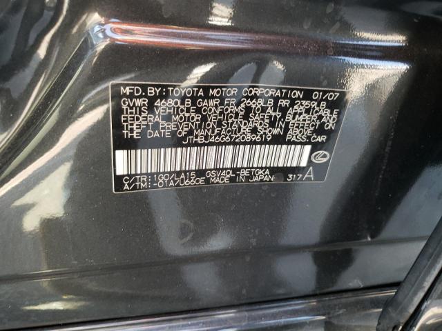 Photo 10 from auction – 2007 LEXUS ES 350 with VIN JTHBJ46G672089619