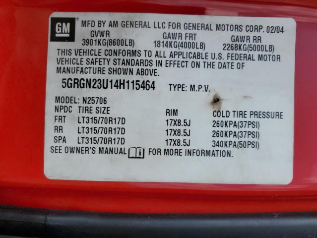 Photo 10 from auction – 2004 HUMMER H2 with VIN 5GRGN23U14H115464