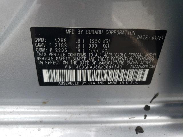Photo 10 from auction – 2021 SUBARU IMPREZA LI with VIN 4S3GKAU68M3604543