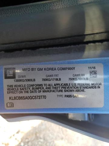 Photo 10 from auction – 2016 CHEVROLET SPARK LS with VIN KL8CB6SA0GC572770