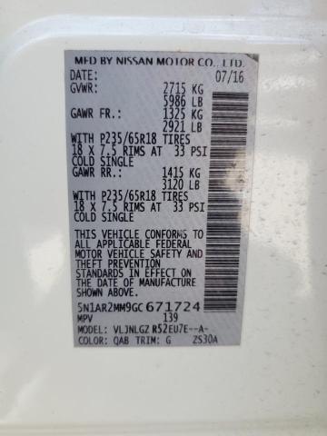 Photo 10 from auction – 2016 NISSAN PATHFINDER with VIN 5N1AR2MM9GC671724