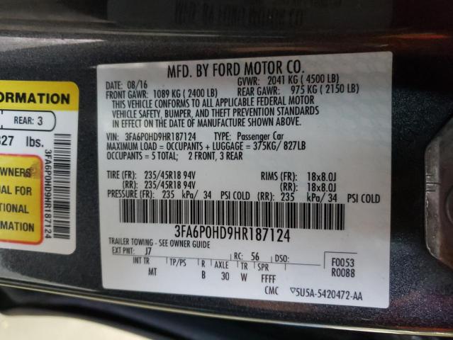 Photo 10 from auction – 2017 FORD FUSION SE with VIN 3FA6P0HD9HR187124