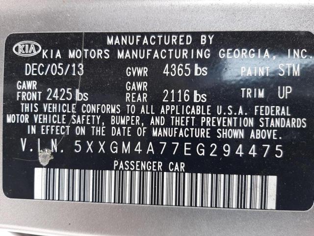Photo 10 from auction – 2014 KIA OPTIMA LX with VIN 5XXGM4A77EG294475